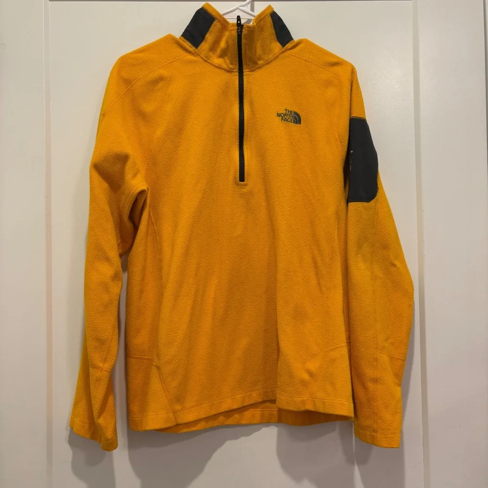 The North Face Mens Yellow 1/4 Zip Fleece Pullover Jacket Medium 8/12